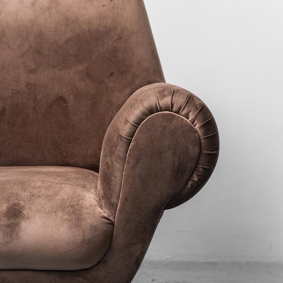 Image 1 of DIVANO A 3 POSTI IN VELLUTO MARRONE GIGI RADICE MINOTTI 1950S VINTAGE MODERN