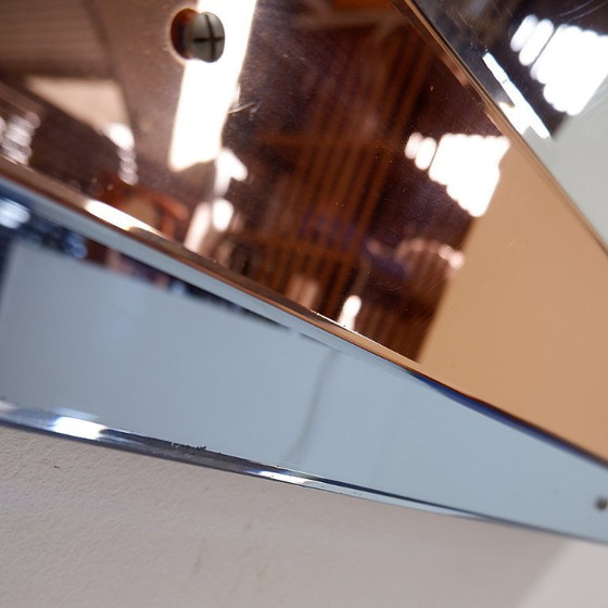 Image 1 of Facettierter Wandspiegel mit blauen und kupferfarbenen Spiegelpaneelen – Italien, 1930er Jahre