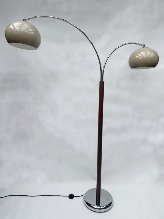 Lampada da terra vintage Dijkstra a doppio arco a forma di fungo – Anni '70, era spaziale – Dijkstra Lampen (photo 3 of 8)