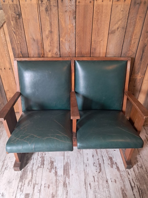 Sièges de cinéma vintage – bankjes, Wood, Leather