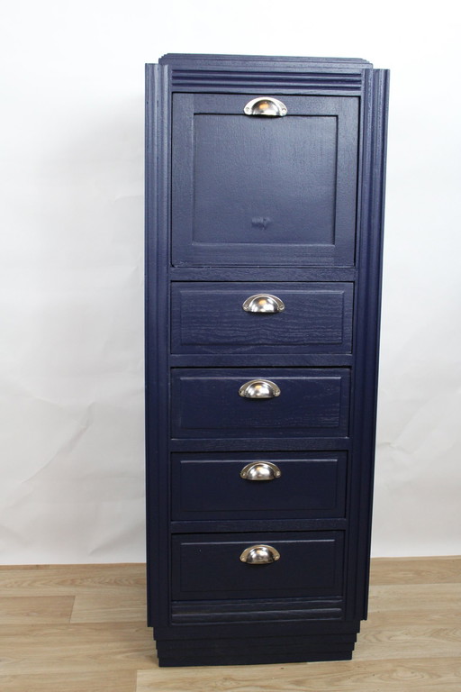CHIFFONNIERE ART DECO BLEU NUIT 1950 FRANCE