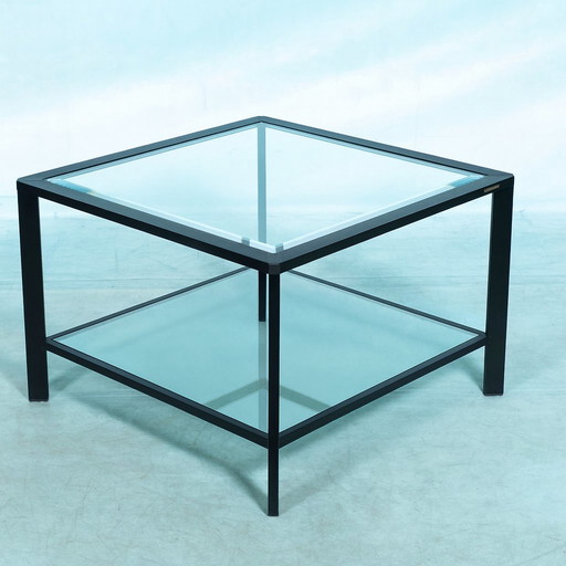 Pierre Vandell Paris | Memphis style coffee table | Black with glass