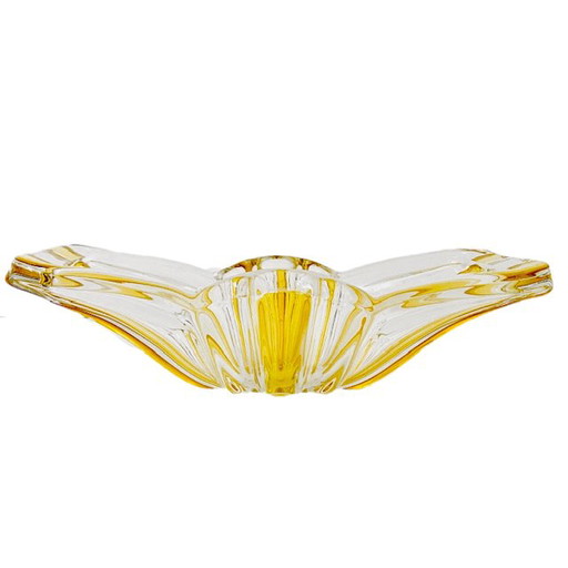 August Walther & Sohne pressed glass bowl yellow 1970s