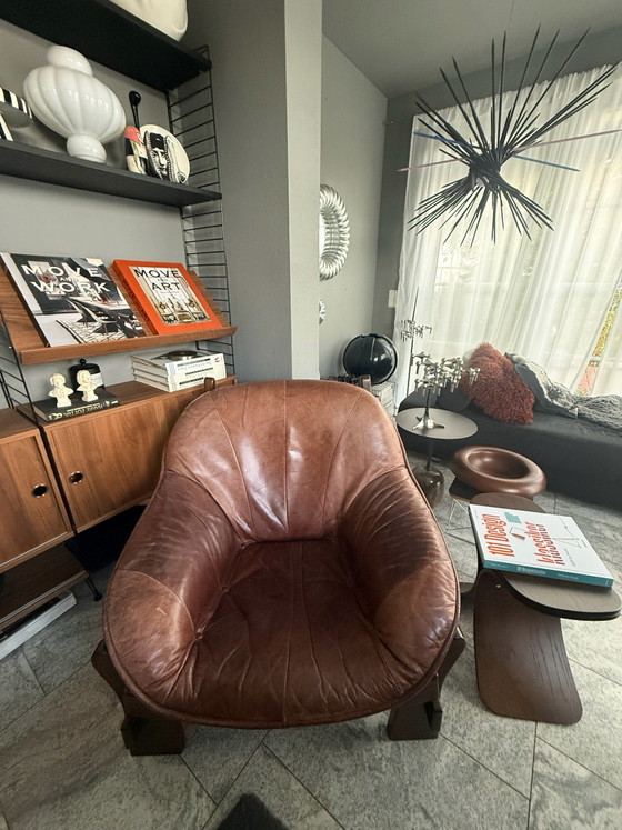 4 Poltrone in pelle Maison Regain Design Brutalista anni '70 – Legno (photo 8 of 8)