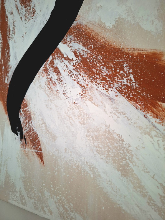 Image 1 of Triptych three paintings japandi terracotta