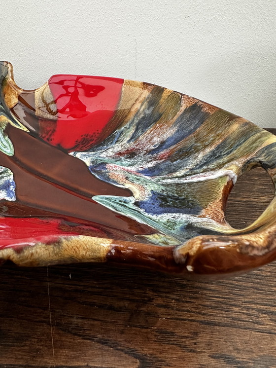 Image 1 of Beautiful vintage glazed ceramic bowl/centerpiece attributed to Vallauris