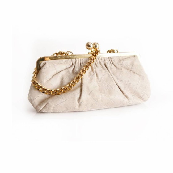 Image 1 of Daslu, pochette portafoglio in pelle trapuntata beige