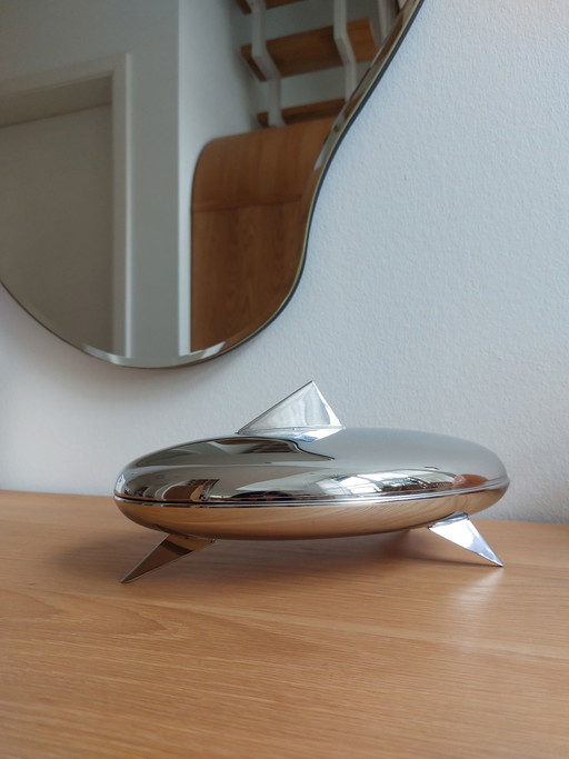 Alessi Bonboniere Pralinendose Peyrano von Alessandro Mendini Edelstahl Silber