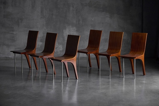 Image 1 of Chaises de salle à manger postmodernes en noyer, Italie, années 1980