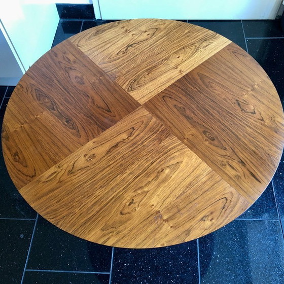 Image 1 of Rare opal side table tulip base walnut star veneer