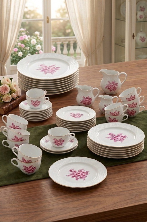 Grande servizio da caffè vintage Schumann Arzberg “Rosa Rossa” (Forma 870) – circa [35] pezzi