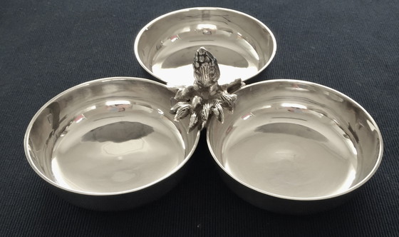 Image 1 of Aarti versilberte Servierplatte aus Metall mit 3 Fächern.