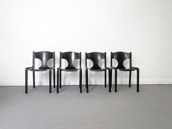 1/4 Augusto Savini Pozzi Chair Black Wood Brass 60s, Dining chairs (photo 3 of 12)
