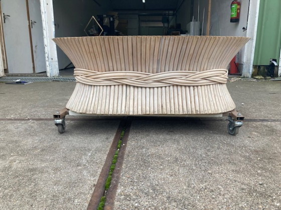 Image 1 of Table basse ovale Sheaf Of Wheat par McGuire, années 1970