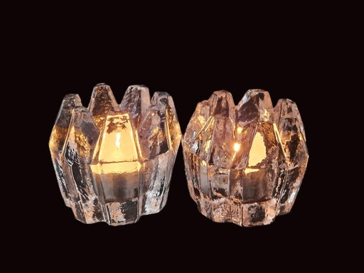 Lindshammar Suecia - 2 candelabros macizos "Grotta" de Christer Sjögren - ¡1031 gramos!