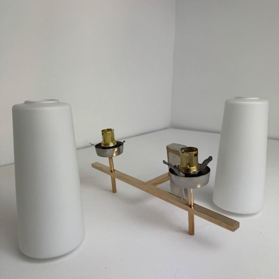 Image 1 of Vintage dubbele wandlamp "Maison Arlus" uit de jaren 1950