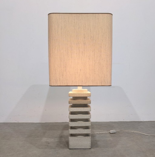 Brutalis large lamp in rough-hewn limestone
