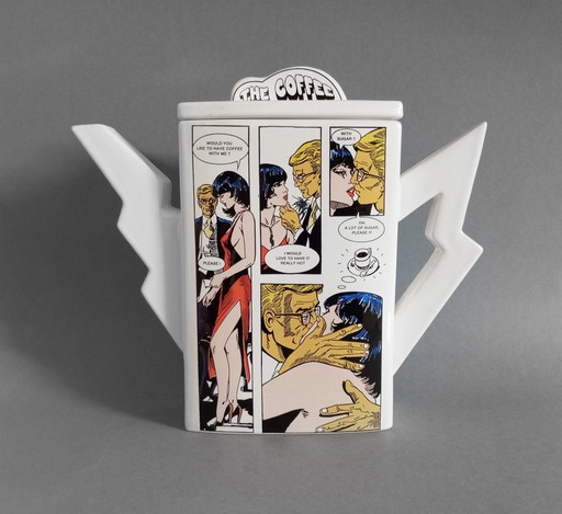 Juraj Mihalik Postmoderne/Pop-Art Comics 'Tea & Coffee Story' Teekanne 1980er Jahre Selten!