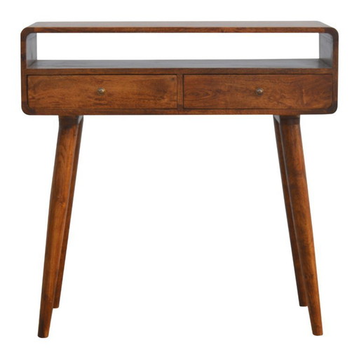 Console table in solid mango wood with a chestnut wood look