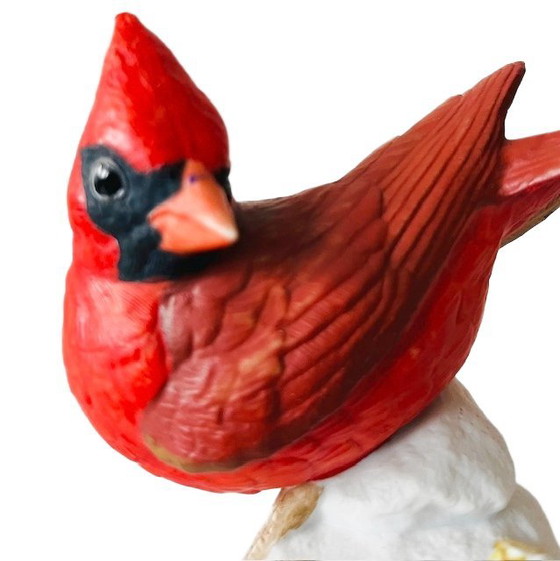 Image 1 of Vintage Franklin Mint Birds and Blossoms kleurrijk vogelbeeldje Kardinaal porselein 1986