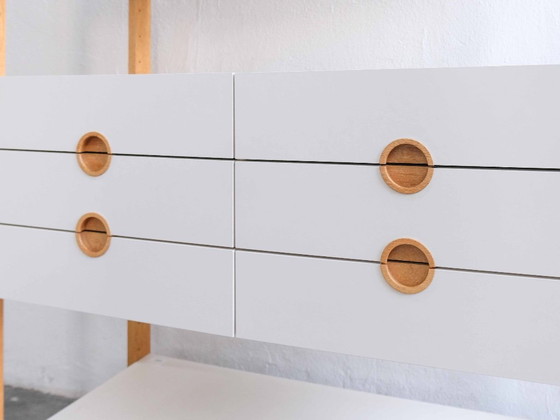 Sistema di scaffali vintage "LYSANG" Scandinavo anni '50 '60 MIDCENTURY, Armadi contenitori, Legno, Bianco (foto 7 di 7)