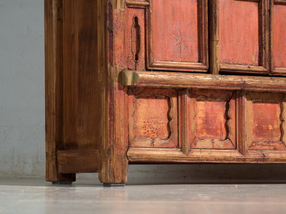 Shanxi pine sideboard with original red painted finish and four drawers – China, circa 1930 (photo 26 of 40)