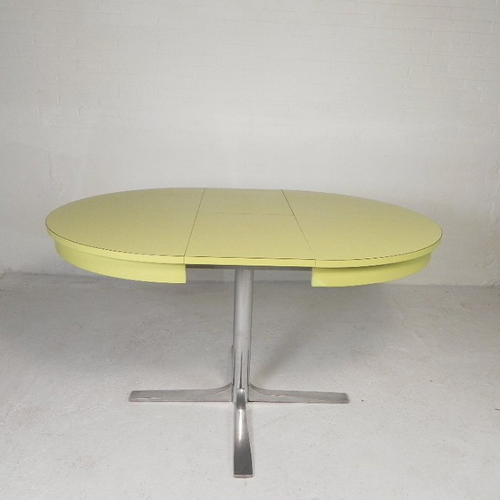 Image 1 of Round vintage dining table diameter 100 cm, extended 135 cm, 1970s