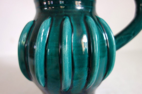 Vaso brocca in ceramica Accolay, anni '60, Accessori da tavola, Verde, Vintage (foto 9 di 12)