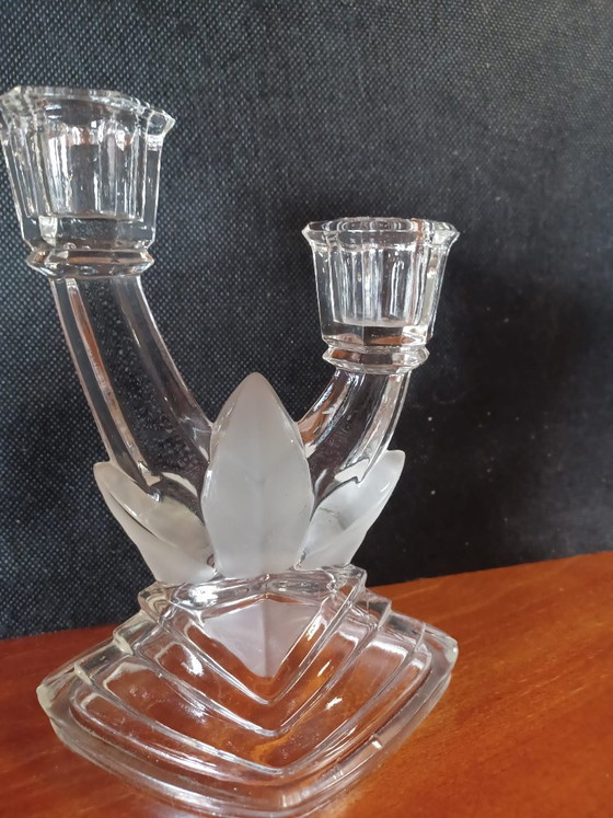Exklusives Paar Art-Deco-Kerzenständer Brockwitz – Modell 8077, Museumsglas – Kerzenhalter (photo 3 of 6)