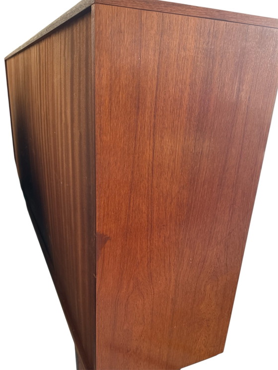 ⁠Deens Vintage Mid-Century Teak Highboard / Wandmeubel, High boards, Hout, Bruin (foto 10 van 11)