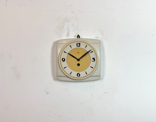 Vintage Beige Bakelite Wall Clock from Prim, 1950s