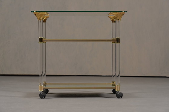 Image 1 of Vintage Brass And Lucite Serving Trolley, France 1960’s