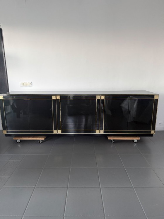 Pierre Cardin Sideboard With Brass Black Lacquered Shell Inlays, 1980 – Wood (photo 23 of 64)