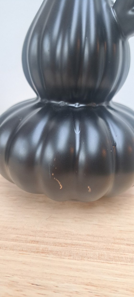 Image 1 of Set of 2 Daan Kromhout ceramic vases – matte black – sculptural design – handmade