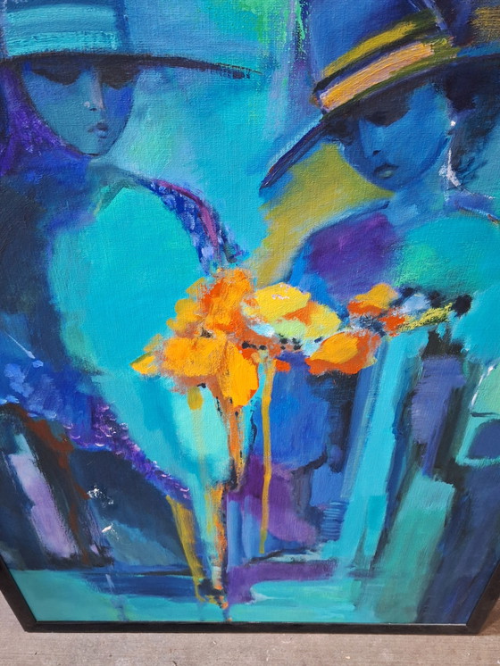 Image 1 of Pittura astratta in blu e verde