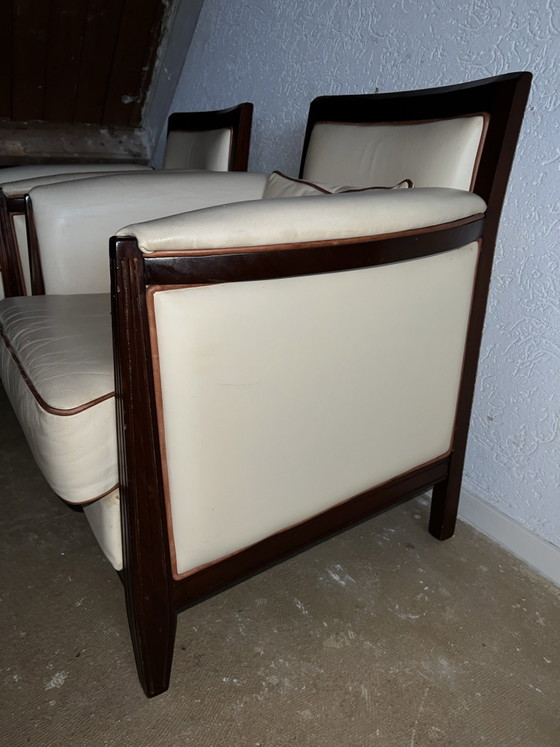 2 Fauteuils cuir blanc /crème – Bois (photo 2 of 7)