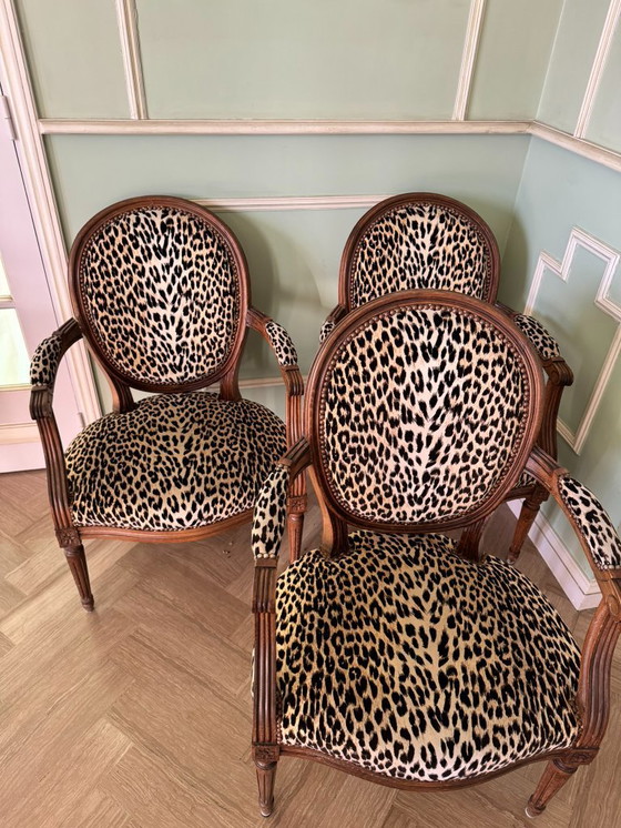 Image 1 of Trio di poltrone a medaglione Luigi XVI – Stile leopardo / Chic & Bold
