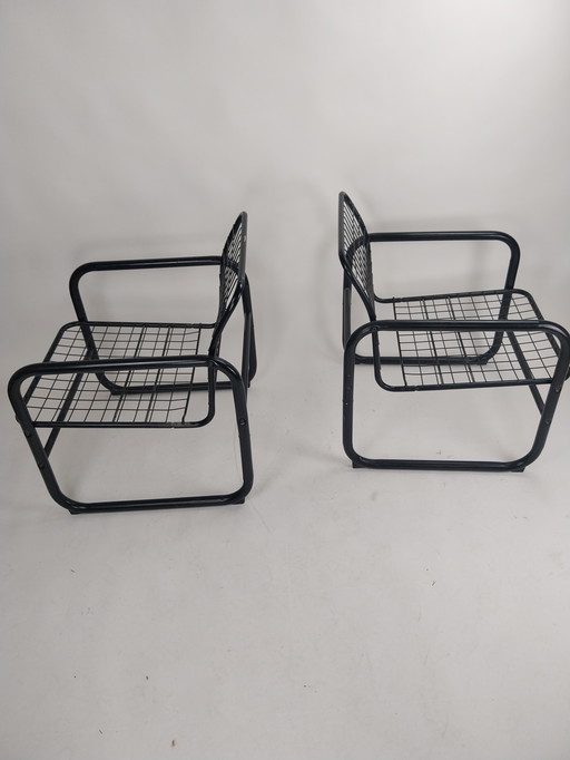 1 x juego de 2 sillones vintage Ikea mölle de alambre de acero años 80 de Knut y Marianne Hagberg.