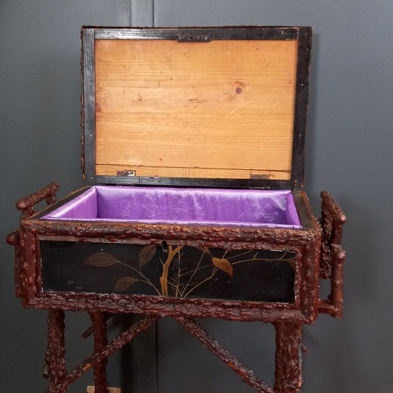 Image 1 of Antique Japanese Faux Bois sewing table