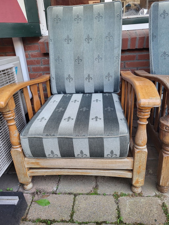 2 vintage rookfautueils – Fauteuils, Textiel, Hout (photo 4 of 5)