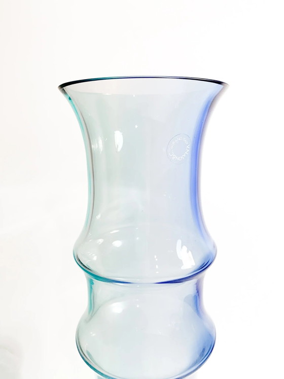 1980s Murano Glass Vase by Nason, Light Blue and Blue Bamboo – Postmodern (photo 3 of 11)