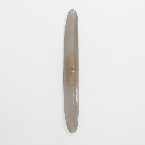 Image 1 of Pair of Fontana Arte Style Mid-century Modern Smoke Murano Glass Sconces