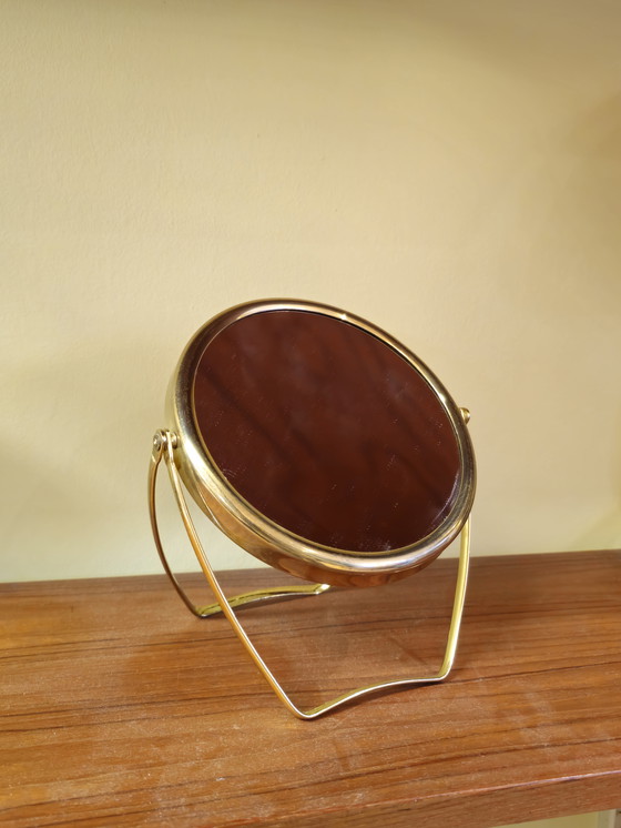 Image 1 of Vintage Messing Make-up Spiegel Kaptafel Makeup
