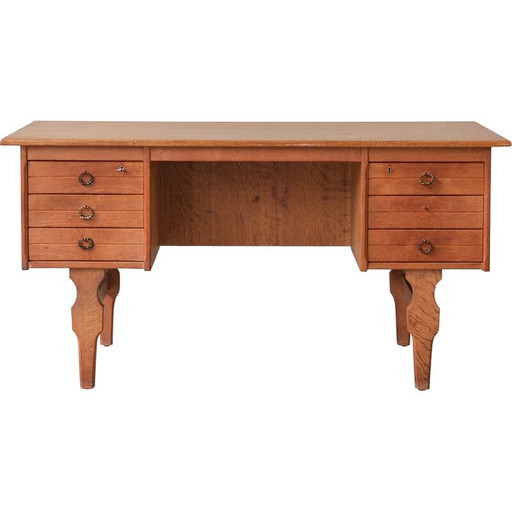 Scrivania danese in legno di quercia di metà secolo, anni '60