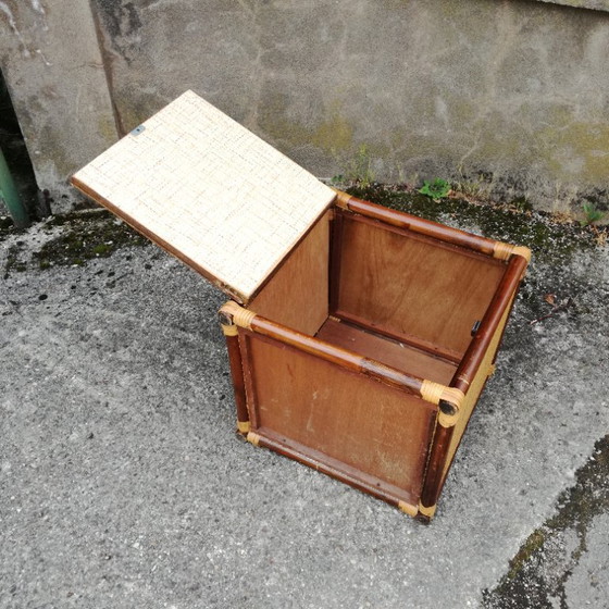 Image 1 of Rattan Cube with Storage Around 1960