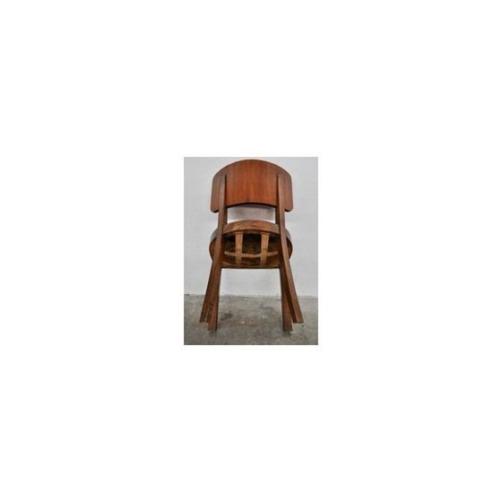 Image 1 of Set of 6 vintage Italian walnut dining chairs, 1930s