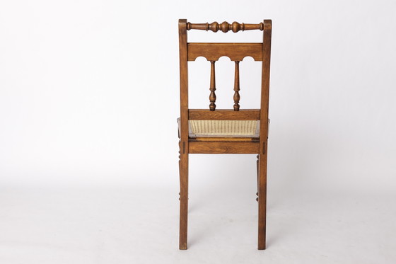 Image 1 of Antieke Beuken Stoel met Weense Rieten Zitting - 1940s Vintage Geweven Stoel