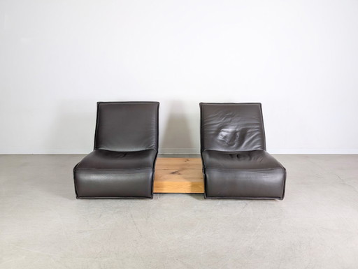 Divano Koinor Free Motion Edit Design Divano in pelle marrone con travi in ​​rovere