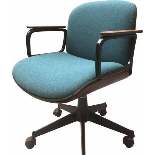 Silla de oficina vintage de palisandro y aluminio de Ico Parisi para Mim Roma, Italia, 1960