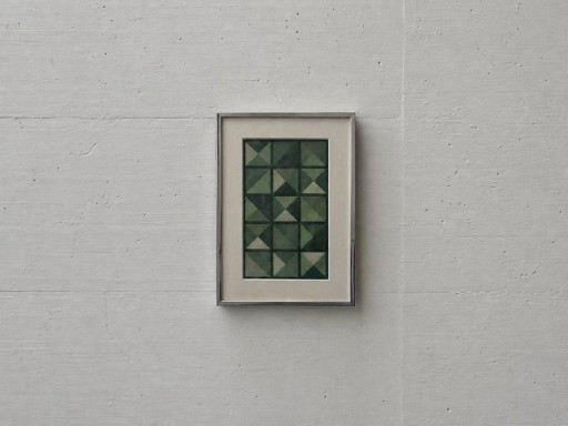 Geometric textile picture in an aluminum frame, 1970s